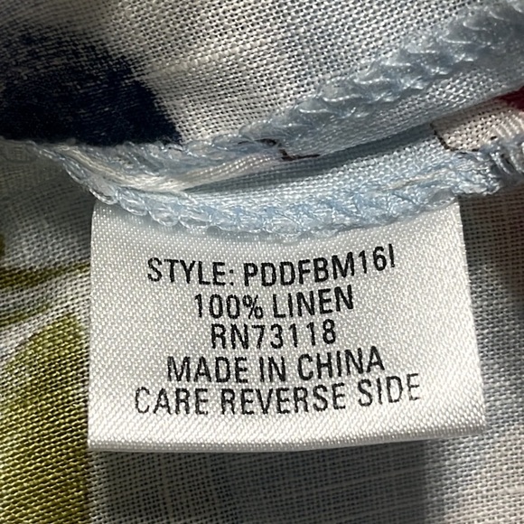 DAVID DART LINEN Floral Button-Up Shirt with Three-Quarter Sleeves, SIZE PS - Picture 9 of 9